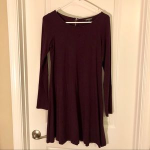 Express Deep Red Long Sleeve Swing Dress
